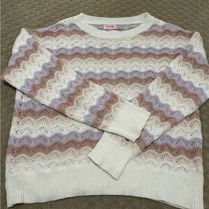 Pink Lilly Crochet Scalloped Sweater